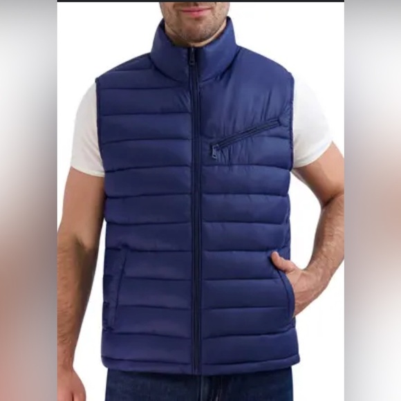 Cole Haan Signature Mens Puffer, Quilted Vest, Navy Blue Large - Picture 6 of 16